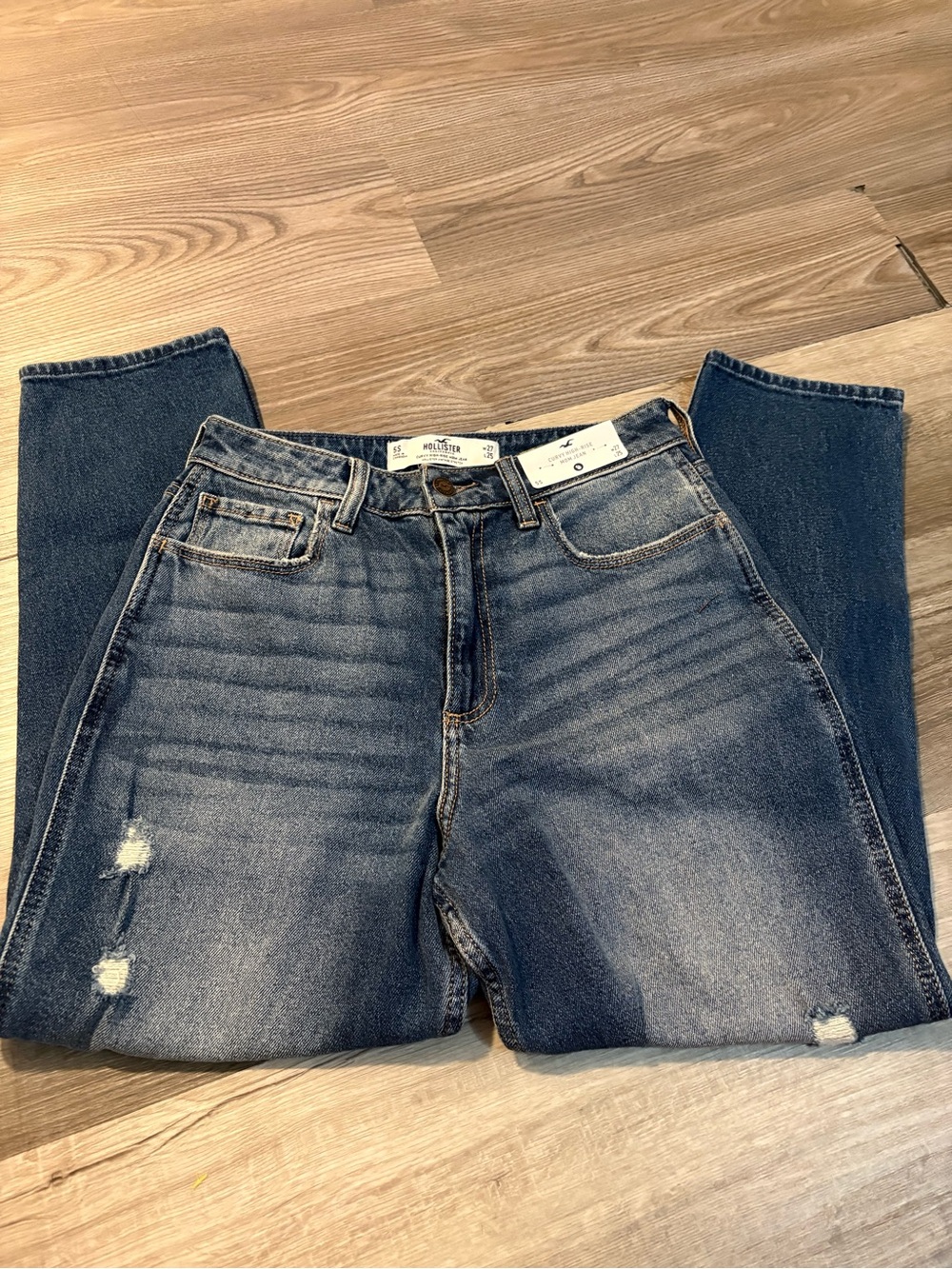 Hollister Women's Blue Straight-Leg Jeans